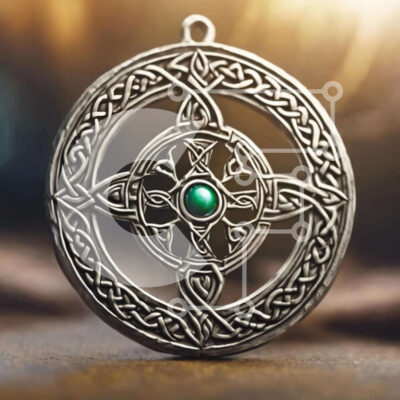 Intra Συλλεκτικό Ξύλινο Παζλ Plywood  4mm - Κελτικό μενταγιόν με σμαραγδένια πέτρα Σε Ξύλινο Κουτί - Διαστάσεις: 10x10 cm – 25 κομμάτια - Image 1