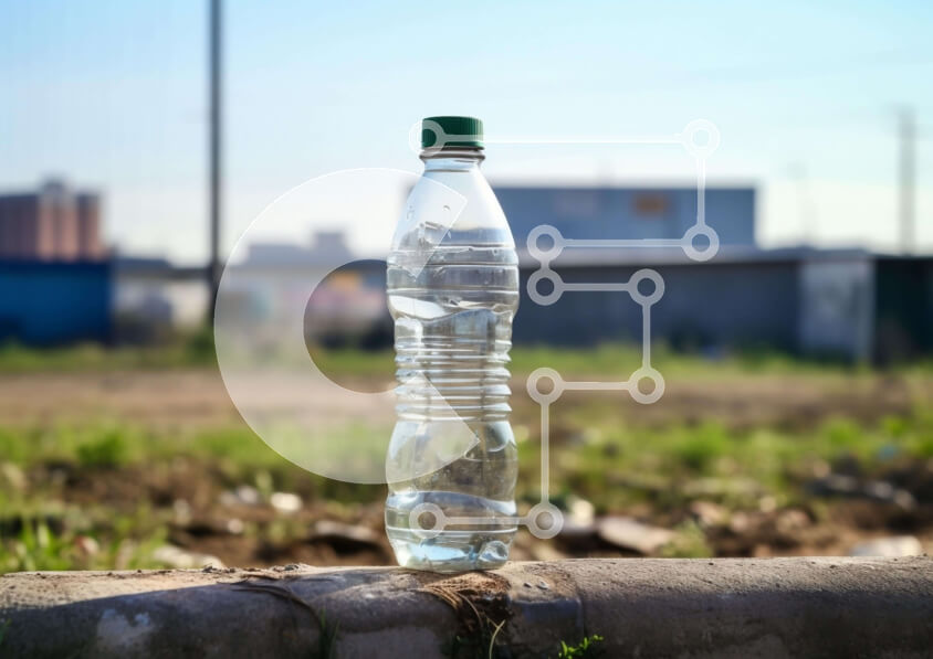 Intra Συλλεκτικό Ξύλινο Παζλ Plywood  4mm - Άδειο μπουκάλι καθαρού νερού σε τσιμεντένιο τοίχο Σε Ξύλινο Κουτί - Διαστάσεις: 10x10 cm – 25 κομμάτια