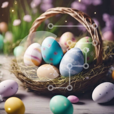 Intra Συλλεκτικό Ξύλινο Παζλ Plywood  4mm - Πολύχρωμο καλάθι με αυγά Πάσχας στη φύση Σε Ξύλινο Κουτί - Διαστάσεις: 10x10 cm – 25 κομμάτια - Image 1