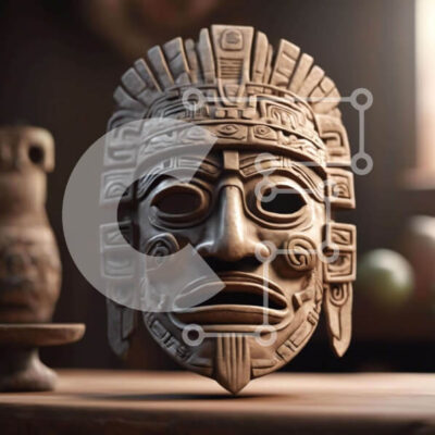 Intra Συλλεκτικό Ξύλινο Παζλ Plywood 4mm - Ξύλινη μάσκα των Αζτέκων Σε Ξύλινο Κουτί - Διαστάσεις Puzzle: 10x10 cm – 25 κομμάτια - Image 1