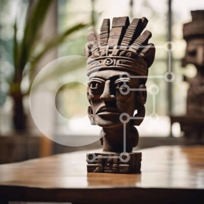 Intra Συλλεκτικό Ξύλινο Παζλ Plywood 4mm - Ξύλινο άγαλμα του κεφαλιού των ιθαγενών Σε Ξύλινο Κουτί - Διαστάσεις Puzzle: 10x10 cm – 25 κομμάτια - Image 1