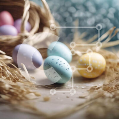 Intra Συλλεκτικό Ξύλινο Παζλ Plywood  4mm - Πολύχρωμα Πασχαλινά αυγά στο ψάθινο καλάθι Σε Ξύλινο Κουτί - Διαστάσεις Puzzle: 10x10 cm – 25 κομμάτια - Image 1