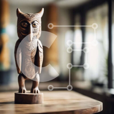 Intra Συλλεκτικό Ξύλινο Παζλ Plywood  4mm - Ξύλινο άγαλμα κουκουβάγιας στο τραπέζι Σε Ξύλινο Κουτί - Διαστάσεις: 10x10 cm – 25 κομμάτια - Image 1