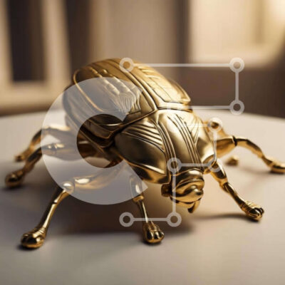 Intra Συλλεκτικό Ξύλινο Παζλ Plywood 4mm - Χρυσό γλυπτό σκαθαριού στο τραπέζι Σε Ξύλινο Κουτί - Διαστάσεις: 10x10 cm – 25 κομμάτια - Image 1