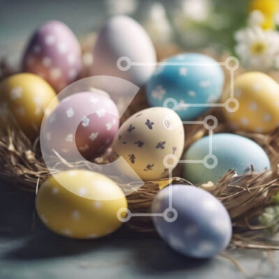 Intra Συλλεκτικό Ξύλινο Παζλ Plywood  4mm - Πολύχρωμα Πασχαλινά αυγά σε μια φωλιά Σε Ξύλινο Κουτί - Διαστάσεις: 10x10 cm – 25 κομμάτια - Image 1