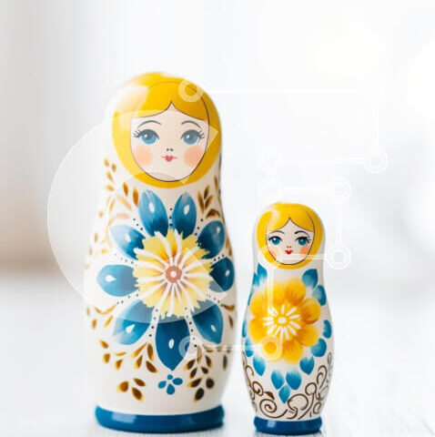 Intra Συλλεκτικό Ξύλινο Παζλ Plywood 4mm - Ρωσικές κούκλες που φωλιάζουν σε ξύλινο τραπέζι Σε Ξύλινο Κουτί - Διαστάσεις: 10x10 cm – 25 κομμάτια - Image 1