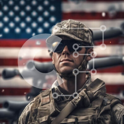 Intra Συλλεκτικό Ξύλινο Παζλ Plywood 4mm - Στρατιώτης με στρατιωτική στολή με αμερικανική σημαία και όπλα Σε Ξύλινο Κουτί - Διαστάσεις Puzzle: 10x10 cm – 25 κομμάτια - Image 1