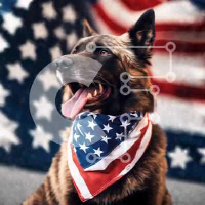Intra Συλλεκτικό Ξύλινο Παζλ Plywood  4mm - Happy Dog με American Flag Bandana Σε Ξύλινο Κουτί - Διαστάσεις: 10x10 cm – 25 κομμάτια - Image 1