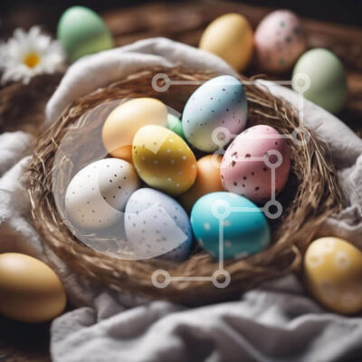 Intra Συλλεκτικό Ξύλινο Παζλ Plywood  4mm - Πολύχρωμα Πασχαλινά αυγά στη φωλιά Σε Ξύλινο Κουτί - Διαστάσεις Puzzle: 10x10 cm – 25 κομμάτια - Image 1