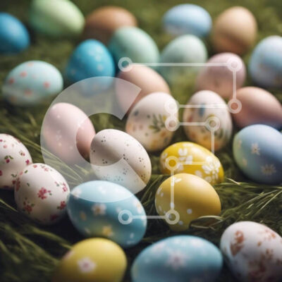 Intra Συλλεκτικό Ξύλινο Παζλ Plywood 4mm - Πολύχρωμα Πασχαλινά αυγά στην πράσινη χλόη Σε Ξύλινο Κουτί - Διαστάσεις Puzzle: 10x10 cm – 25 κομμάτια - Image 1