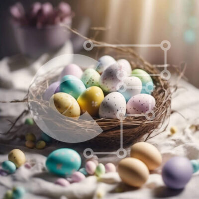 Intra Συλλεκτικό Ξύλινο Παζλ Plywood  4mm - Πολύχρωμη φωλιά πασχαλινών αυγών Σε Ξύλινο Κουτί - Διαστάσεις: 10x10 cm – 25 κομμάτια - Image 1