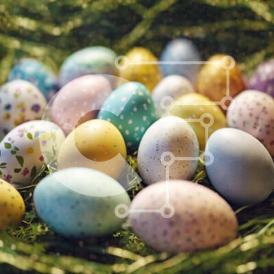 Intra Συλλεκτικό Ξύλινο Παζλ Plywood  4mm - Πολύχρωμα Πασχαλινά αυγά σε ένα καλάθι Σε Ξύλινο Κουτί - Διαστάσεις Puzzle: 10x10 cm – 25 κομμάτια - Image 1