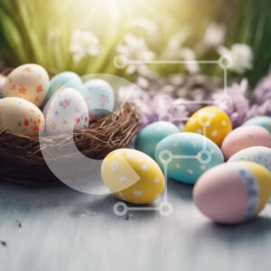 Intra Συλλεκτικό Ξύλινο Παζλ Plywood  4mm - Πολύχρωμα Πασχαλινά αυγά στην ξύλινη φωλιά Σε Ξύλινο Κουτί - Διαστάσεις Puzzle: 10x10 cm – 25 κομμάτια