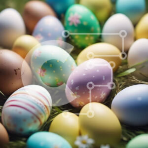 Intra Συλλεκτικό Ξύλινο Παζλ Plywood  4mm - Πολύχρωμα Πασχαλινά αυγά στη χλόη Σε Ξύλινο Κουτί - Διαστάσεις Puzzle: 10x10 cm – 25 κομμάτια