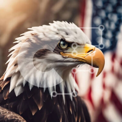 Intra Συλλεκτικό Ξύλινο Παζλ Plywood  4mm - Κοντινό πλάνο αετού και αμερικανικής σημαίας Σε Ξύλινο Κουτί - Διαστάσεις Puzzle: 10x10 cm – 25 κομμάτια - Image 1