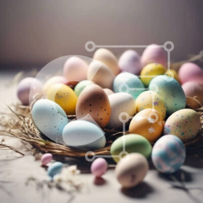 Intra Συλλεκτικό Ξύλινο Παζλ Plywood  4mm - Πολύχρωμα Πασχαλινά αυγά στο εορταστικό καλάθι Σε Ξύλινο Κουτί - Διαστάσεις Puzzle: 10x10 cm – 25 κομμάτια - Image 1