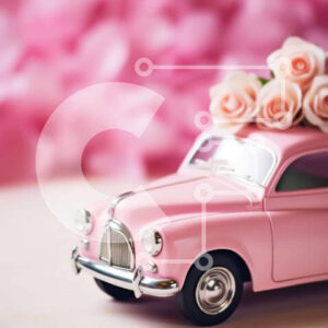 Intra Συλλεκτικό Ξύλινο Παζλ Plywood  4mm - Ροζ παιχνίδι αυτοκίνητο με τριαντάφυλλα Σε Ξύλινο Κουτί - Διαστάσεις: 10x10 cm – 25 κομμάτια