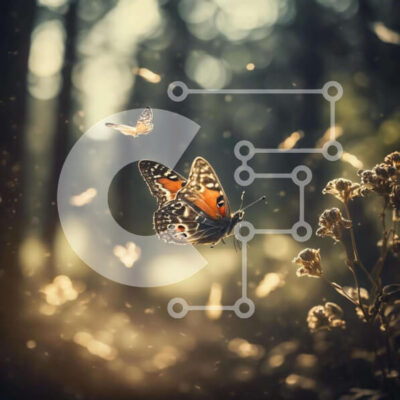 Intra Συλλεκτικό Ξύλινο Παζλ Plywood 4mm - Δύο πεταλούδες στο δάσος με το λουλούδι Σε Ξύλινο Κουτί - Διαστάσεις: 10x10 cm – 25 κομμάτια - Image 1