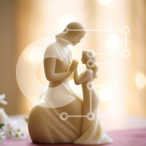 Intra Συλλεκτικό Ξύλινο Παζλ Plywood  4mm - Θρησκευτικό ειδώλιο της Παναγίας και του παιδιού με λευκά άνθη Σε Ξύλινο Κουτί - Διαστάσεις Puzzle: 10x10 cm – 25 κομμάτια - Image 1