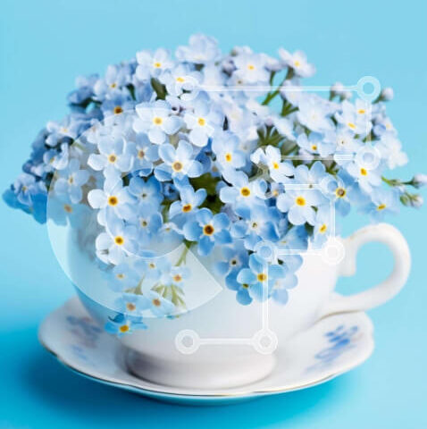 Intra Συλλεκτικό Ξύλινο Παζλ Plywood 4mm - Λευκό φλιτζάνι τσαγιού με μπλε λουλούδια Σε Ξύλινο Κουτί - Διαστάσεις: 10x10 cm – 25 κομμάτια - Image 1