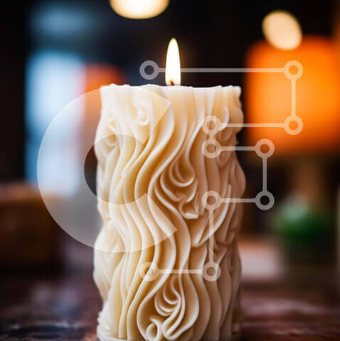 Intra Συλλεκτικό Ξύλινο Παζλ Plywood  4mm - Λευκό στροβιλισμένο κερί σε ημιτελές ξύλινο τραπέζι Σε Ξύλινο Κουτί - Διαστάσεις Puzzle: 10x10 cm – 25 κομμάτια - Image 1