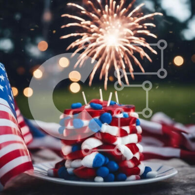 Intra Συλλεκτικό Ξύλινο Παζλ Plywood 4mm - Πατριωτική τούρτα για τον εορτασμό της 4ης Ιουλίου Σε Ξύλινο Κουτί - Διαστάσεις: 10x10 cm – 25 κομμάτια - Image 1