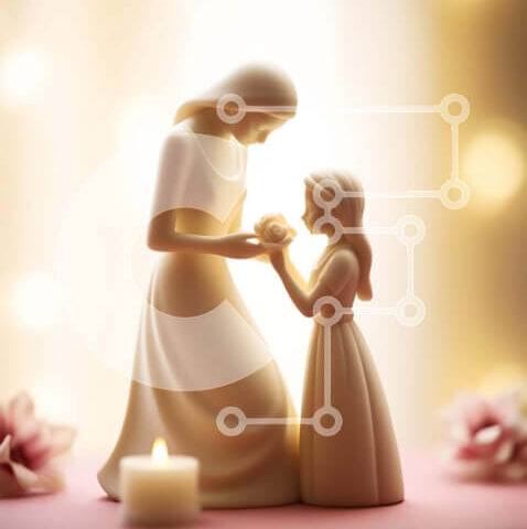 Intra Συλλεκτικό Ξύλινο Παζλ Plywood  4mm - Θρησκευτικό ειδώλιο μητέρας και κόρης Σε Ξύλινο Κουτί - Διαστάσεις Puzzle: 10x10 cm – 25 κομμάτια - Image 1