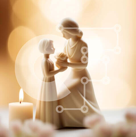 Intra Συλλεκτικό Ξύλινο Παζλ Plywood 4mm - Επίδειξη ειδωλίων γυναίκας και παιδιού Σε Ξύλινο Κουτί - Διαστάσεις Puzzle: 10x10 cm – 25 κομμάτια - Image 1