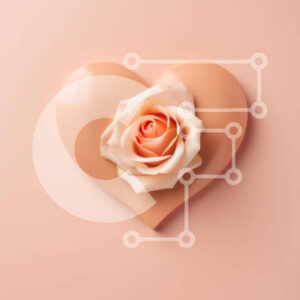 Intra Συλλεκτικό Ξύλινο Παζλ Plywood  4mm - Έννοια για την ημέρα του Αγίου Βαλεντίνου με ροζ ροζ καρδιά σε φόντο ροδάκινου Σε Ξύλινο Κουτί - Διαστάσεις: 10x10 cm – 25 κομμάτια