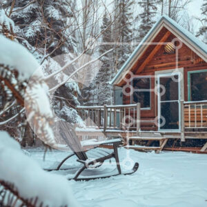 Intra Συλλεκτικό Ξύλινο Παζλ Plywood  4mm - Χειμερινή καμπίνα στο Snowy Woods με κουνιστή πολυθρόνα Σε Ξύλινο Κουτί - Διαστάσεις: 10x10 cm – 25 κομμάτια