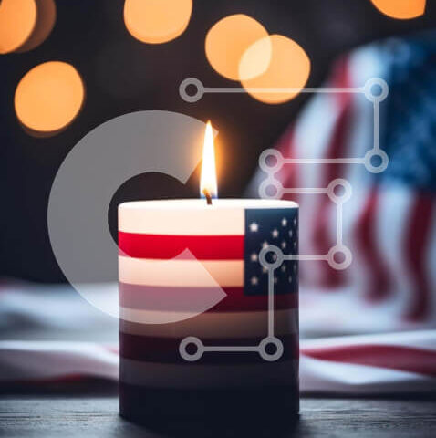 Intra Συλλεκτικό Ξύλινο Παζλ Plywood 4mm - Πατριωτικό κερί με αμερικανική σημαία Σε Ξύλινο Κουτί - Διαστάσεις: 10x10 cm – 25 κομμάτια - Image 1