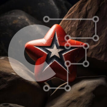 Intra Συλλεκτικό Ξύλινο Παζλ Plywood  4mm - Ερυθρός Αστέρας στους βράχους με την αμερικανική σημαία Σε Ξύλινο Κουτί - Διαστάσεις Puzzle: 10x10 cm – 25 κομμάτια - Image 1