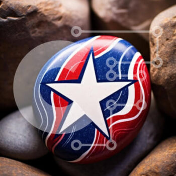 Intra Συλλεκτικό Ξύλινο Παζλ Plywood  4mm - Κόκκινο, λευκό και μπλε βράχο σε σχήμα αστεριού Σε Ξύλινο Κουτί - Διαστάσεις Puzzle: 10x10 cm – 25 κομμάτια - Image 1