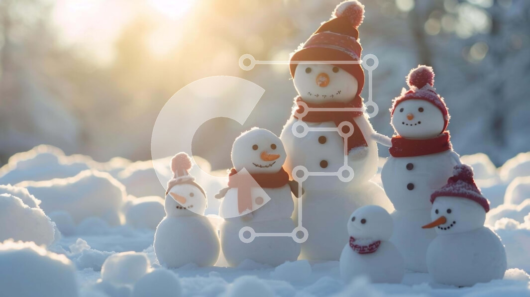 Intra Συλλεκτικό Ξύλινο Παζλ Plywood  4mm - Χιονάνθρωποι στο χιόνι Σε Ξύλινο Κουτί - Διαστάσεις Puzzle: 10x10 cm – 25 κομμάτια