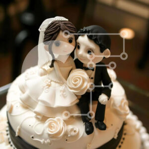 Intra Συλλεκτικό Ξύλινο Παζλ Plywood  4mm - Ρομαντική γαμήλια τούρτα με τη νύφη και τον γαμπρό Σε Ξύλινο Κουτί - Διαστάσεις: 10x10 cm – 25 κομμάτια