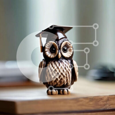 Intra Συλλεκτικό Ξύλινο Παζλ Plywood  4mm - Εκπαιδευτικό ειδώλιο κουκουβάγιας με καπάκι αποφοίτησης Σε Ξύλινο Κουτί - Διαστάσεις Puzzle: 10x10 cm – 25 κομμάτια - Image 1