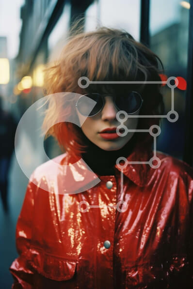 Intra Συλλεκτικό Ξύλινο Παζλ Plywood  4mm - Γυναίκα με κόκκινα μαλλιά και γυαλιά ηλίου στην οδό Σε Ξύλινο Κουτί - Διαστάσεις Puzzle: 10x10 cm – 25 κομμάτια