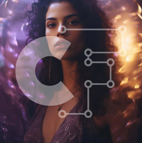 Intra Συλλεκτικό Ξύλινο Παζλ Plywood  4mm - Κομψή γυναίκα με μακριά σγουρά μαλλιά και δαχτυλίδια Σε Ξύλινο Κουτί - Διαστάσεις Puzzle: 10x10 cm – 25 κομμάτια - Image 1