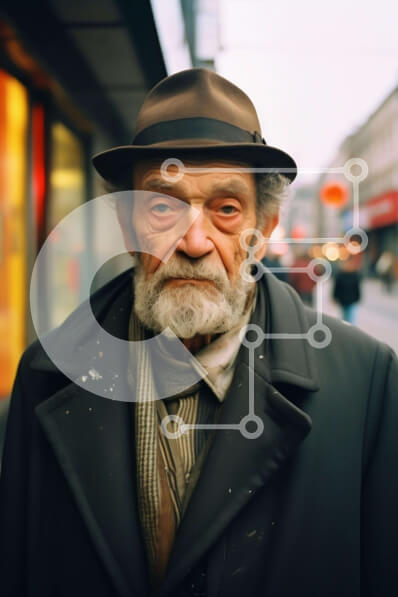 Intra Συλλεκτικό Ξύλινο Παζλ Plywood  4mm - Ηλικιωμένος στην οδό Σε Ξύλινο Κουτί - Διαστάσεις Puzzle: 10x10 cm – 25 κομμάτια