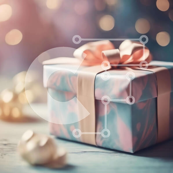 Intra Συλλεκτικό Ξύλινο Παζλ Plywood  4mm - Εορταστικό κουτί δώρου και χρυσές καμπάνες Σε Ξύλινο Κουτί - Διαστάσεις: 10x10 cm – 25 κομμάτια