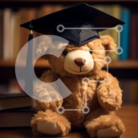 Intra Συλλεκτικό Ξύλινο Παζλ Plywood  4mm - Εορτασμός αποφοίτησης καφέ αρκουδάκι Σε Ξύλινο Κουτί - Διαστάσεις Puzzle: 10x10 cm – 25 κομμάτια - Image 1