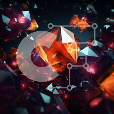 Intra Συλλεκτικό Ξύλινο Παζλ Plywood  4mm - Αφηρημένη ψηφιακή τέχνη με κόκκινο, πορτοκαλί και κίτρινο διαμάντι και πολύχρωμους κρυστάλλους Σε Ξύλινο Κουτί - Διαστάσεις Puzzle: 10x10 cm – 25 κομμάτια - Image 1