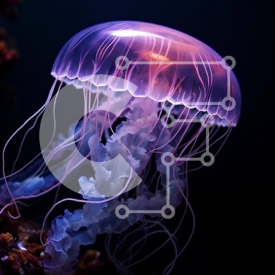 Intra Συλλεκτικό Ξύλινο Παζλ Plywood  4mm - Μέδουσες που κολυμπούν στα σκοτεινά νερά Σε Ξύλινο Κουτί - Διαστάσεις: 10x10 cm – 25 κομμάτια - Image 1