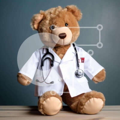 Intra Συλλεκτικό Ξύλινο Παζλ Plywood  4mm - Γιατρός καφέ αρκουδάκι Σε Ξύλινο Κουτί - Διαστάσεις Puzzle: 10x10 cm – 25 κομμάτια - Image 1