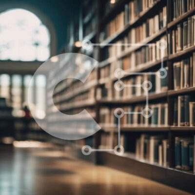 Intra Συλλεκτικό Ξύλινο Παζλ Plywood  4mm - Άδεια βιβλιοθήκη με άτομα που περιηγούνται σε βιβλία Σε Ξύλινο Κουτί - Διαστάσεις Puzzle: 10x10 cm – 25 κομμάτια - Image 1