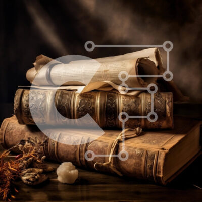 Intra Συλλεκτικό Ξύλινο Παζλ Plywood 4mm - Τρία στοιβαγμένα παλιά βιβλία με χαρτί και αποξηραμένα λουλούδια Σε Ξύλινο Κουτί - Διαστάσεις Puzzle: 10x10 cm – 25 κομμάτια - Image 1