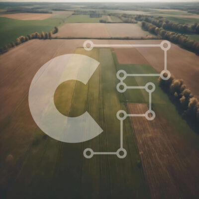 Intra Συλλεκτικό Ξύλινο Παζλ Plywood  4mm - Εναέρια άποψη του πράσινου πεδίου με καλλιέργειες και αγροκτήματα Σε Ξύλινο Κουτί - Διαστάσεις: 10x10 cm – 25 κομμάτια - Image 1