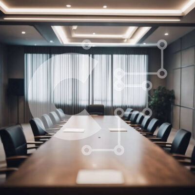 Intra Συλλεκτικό Ξύλινο Παζλ Plywood  4mm - Κενή αίθουσα συνεδριάσεων με μακρύ τραπέζι και μαύρες καρέκλες Σε Ξύλινο Κουτί - Διαστάσεις Puzzle: 10x10 cm – 25 κομμάτια - Image 1