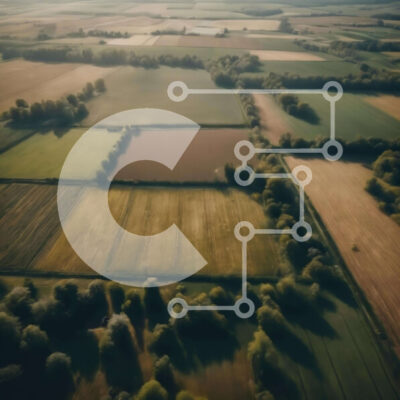 Intra Συλλεκτικό Ξύλινο Παζλ Plywood  4mm - Εναέρια άποψη της γεωργικής γης με τα πράσινα χωράφια και τις καλλιέργειες Σε Ξύλινο Κουτί - Διαστάσεις: 10x10 cm – 25 κομμάτια - Image 1