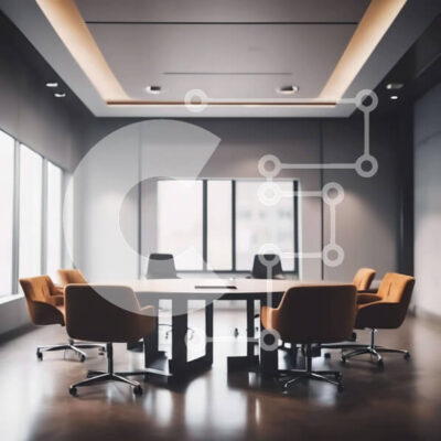 Intra Συλλεκτικό Ξύλινο Παζλ Plywood  4mm - Ευρύχωρη αίθουσα συνεδριάσεων με οβάλ τραπέζι και μεγάλα παράθυρα Σε Ξύλινο Κουτί - Διαστάσεις Puzzle: 10x10 cm – 25 κομμάτια - Image 1